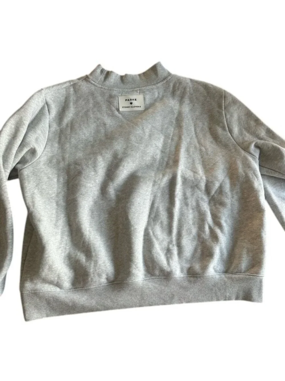 Parke x Stoney Clover Lane Mockneck Heather Gray Blue Gingham L/XL - Picture 3 of 6